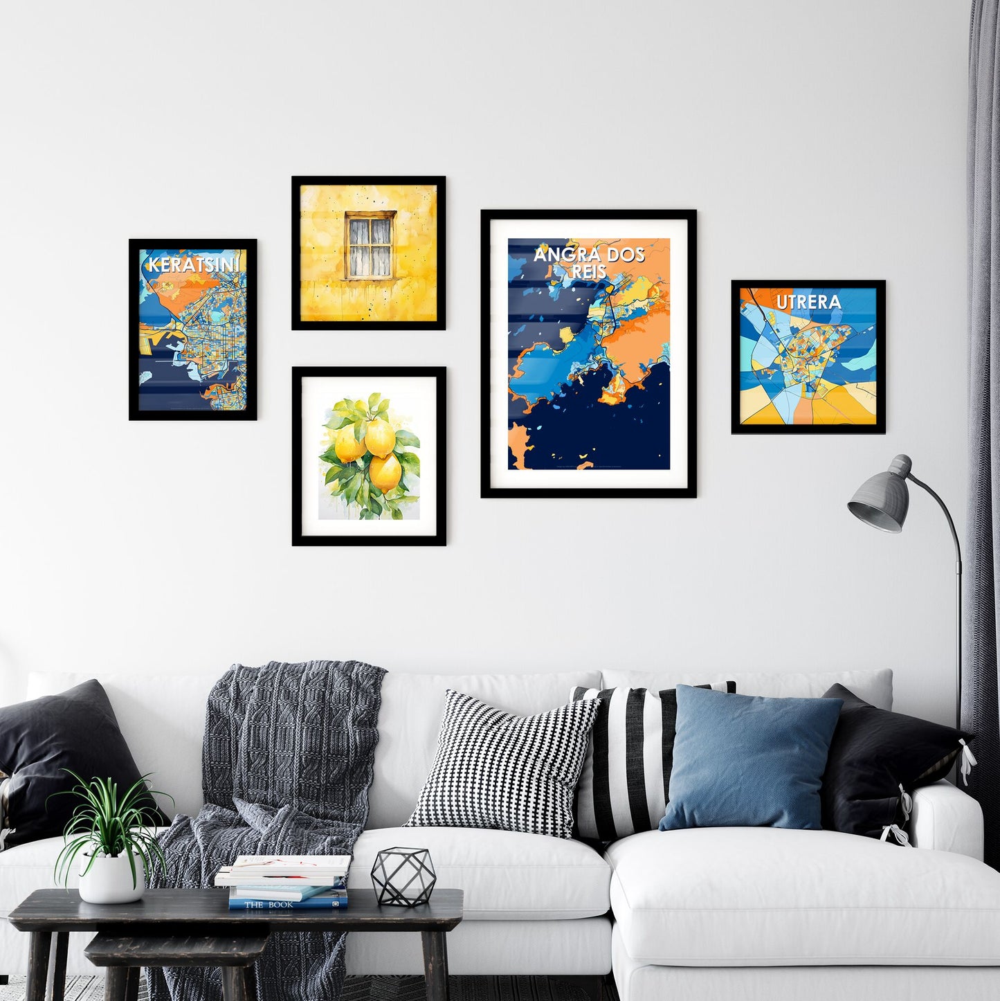 ANGRA DOS REIS BRAZIL Vibrant Colorful Art Map Poster Blue Orange