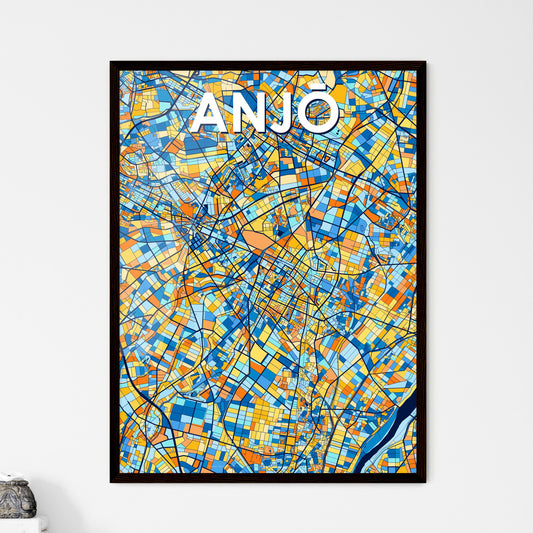 ANJŌ JAPAN Vibrant Colorful Art Map Poster Blue Orange