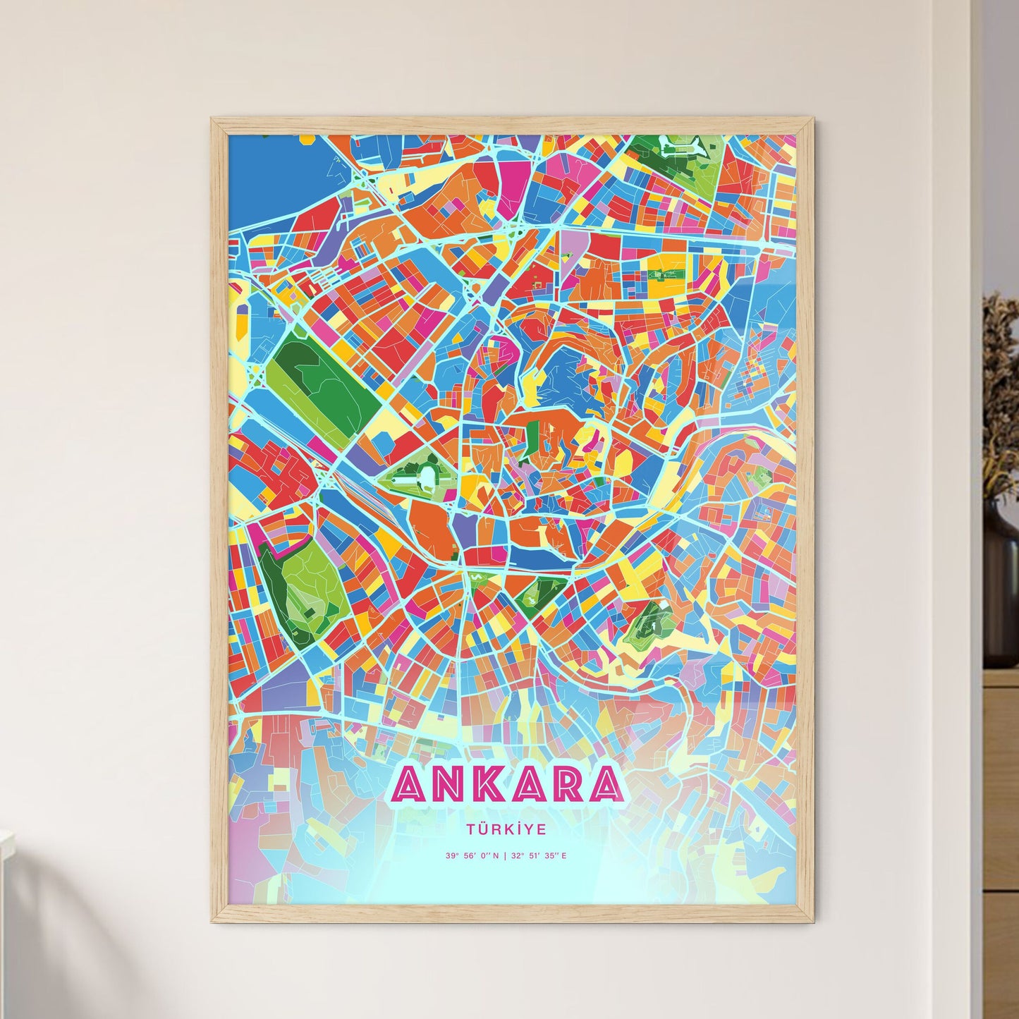 Colorful Ankara Turkey Fine Art Map Crazy Colors