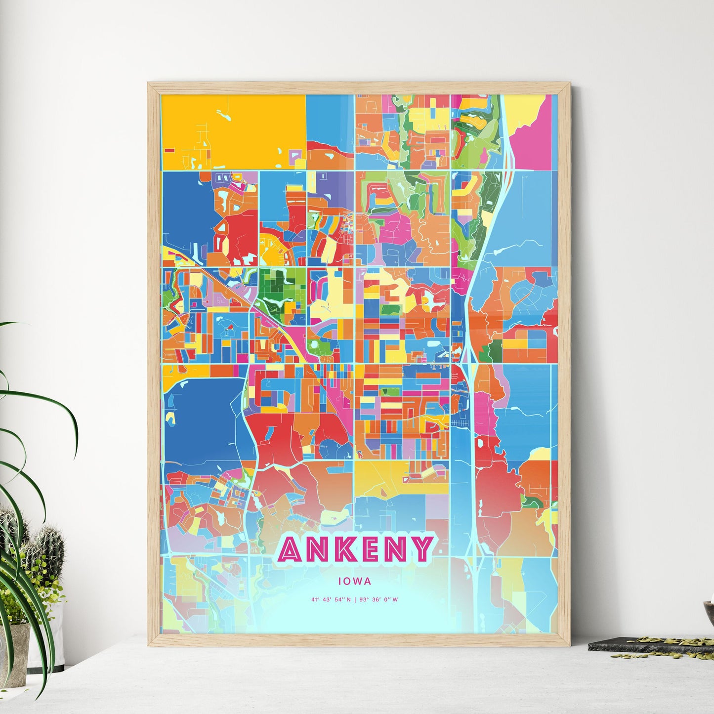 Colorful Ankeny Iowa Fine Art Map Crazy Colors