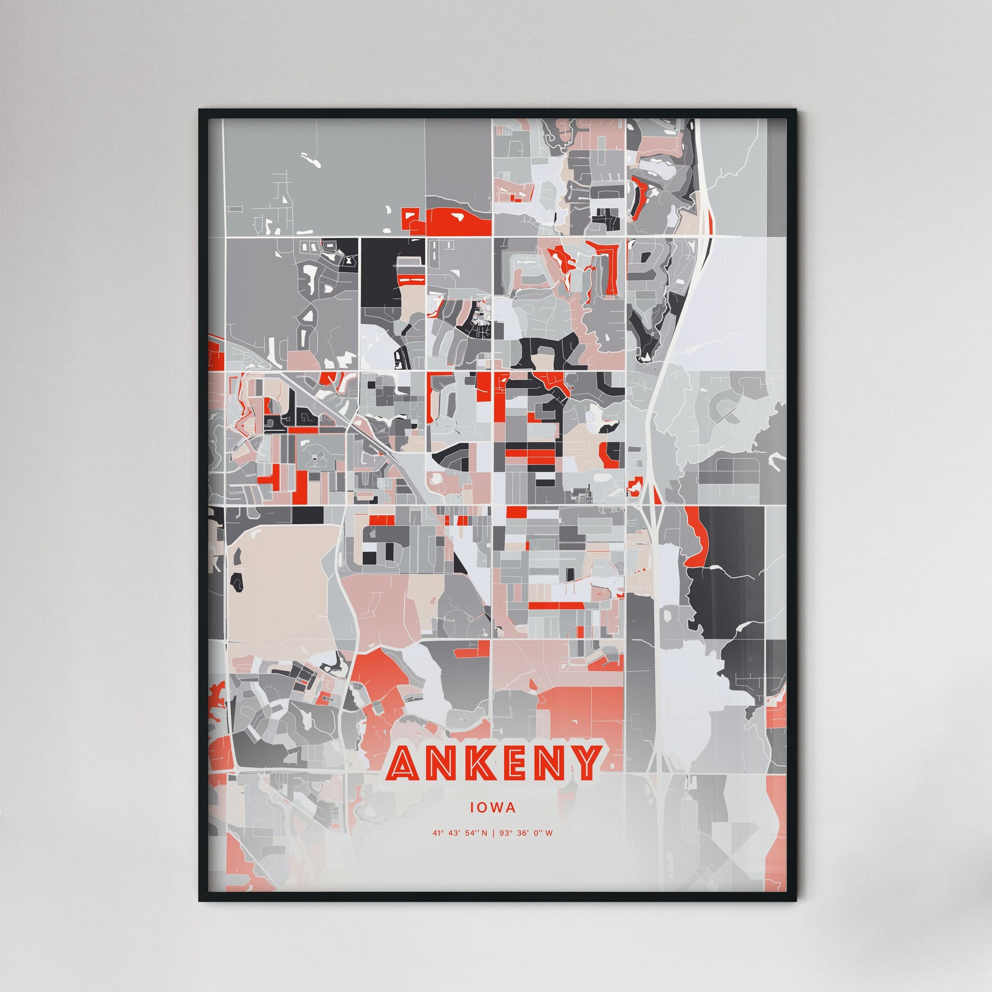 Colorful Ankeny Iowa Fine Art Map Modern Expressive