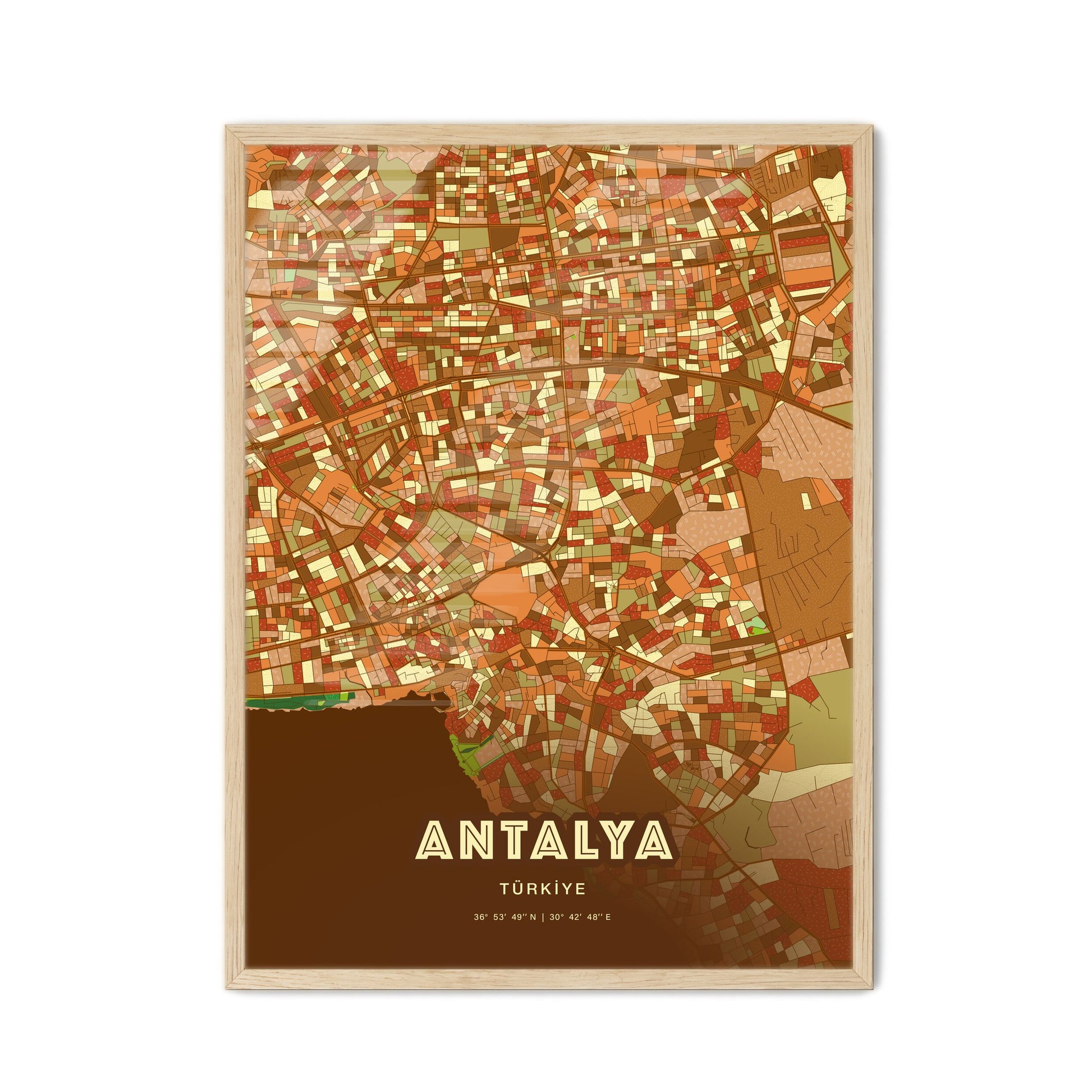 Colorful Antalya Turkey Fine Art Map Farmhouse