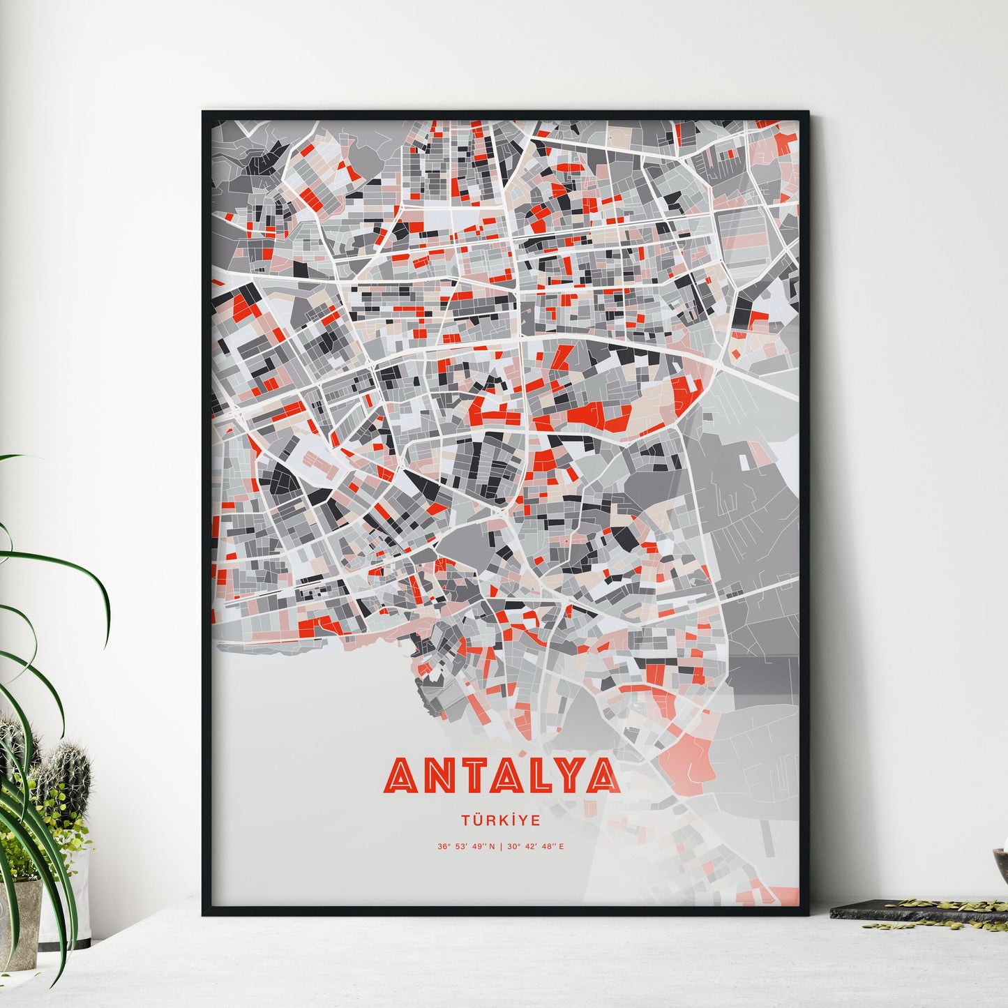 Colorful Antalya Turkey Fine Art Map Modern Expressive