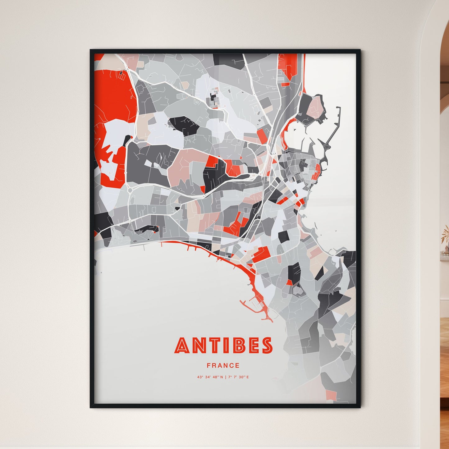 Colorful Antibes France Fine Art Map Modern Expressive