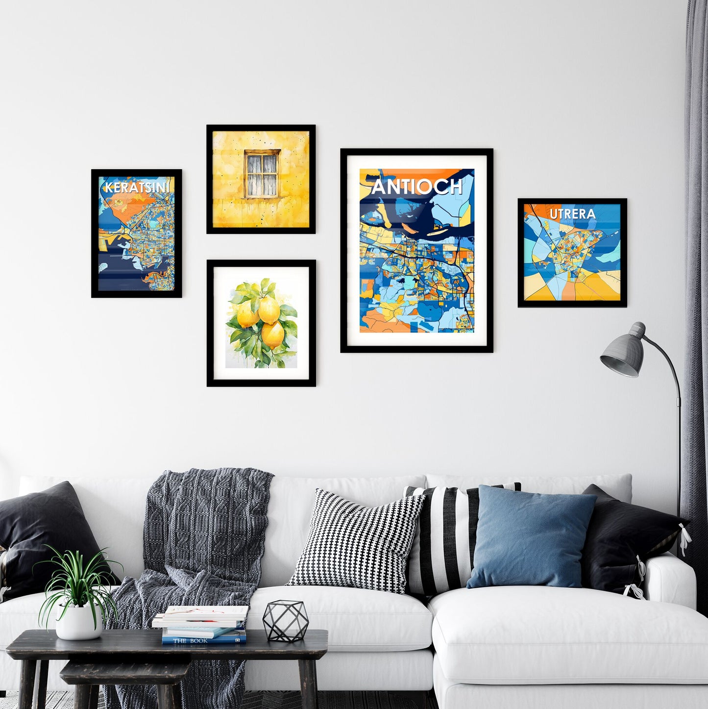 ANTIOCH CALIFORNIA Vibrant Colorful Art Map Poster Blue Orange