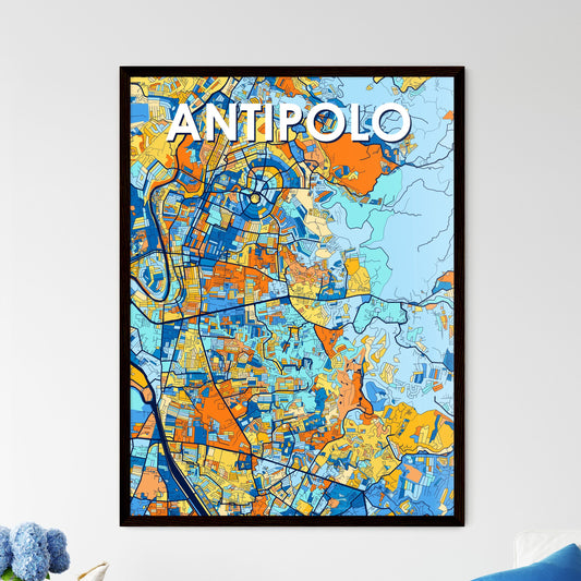 ANTIPOLO PHILIPPINES Vibrant Colorful Art Map Poster Blue Orange