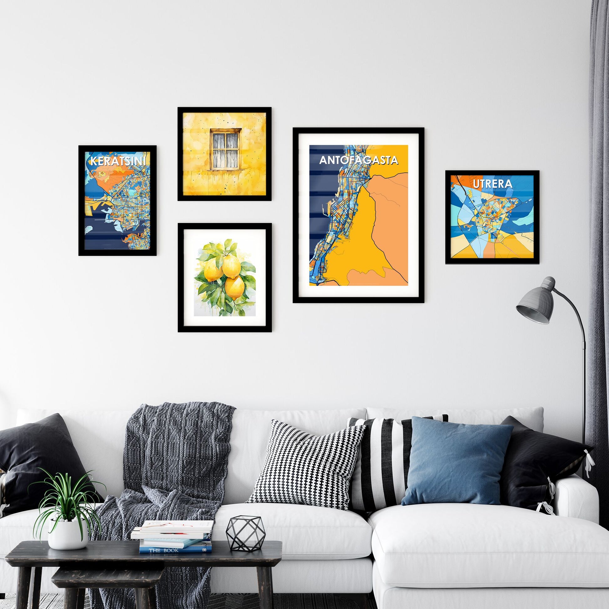 ANTOFAGASTA CHILE Vibrant Colorful Art Map Poster Blue Orange