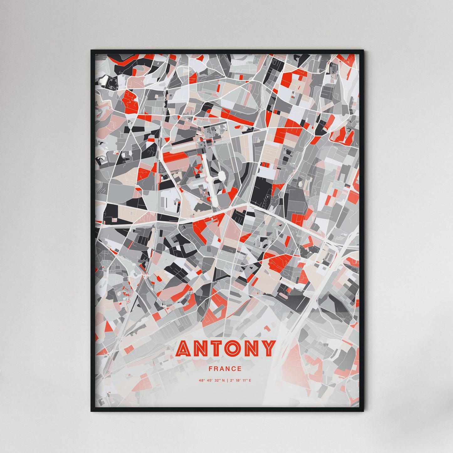 Colorful Antony France Fine Art Map Modern Expressive