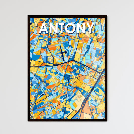 ANTONY FRANCE Vibrant Colorful Art Map Poster Blue Orange