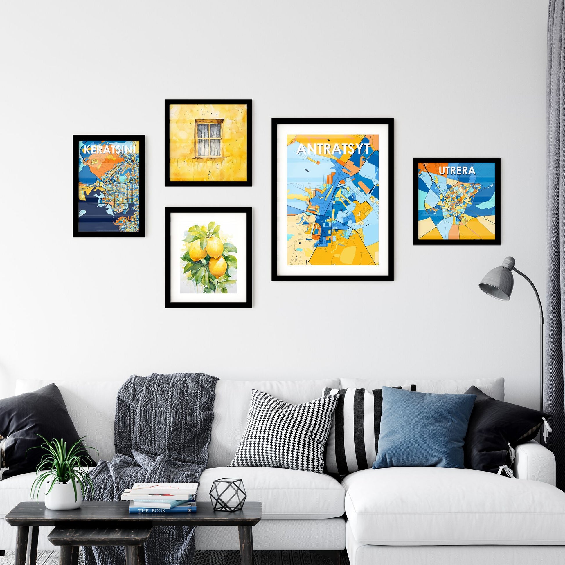 ANTRATSYT UKRAINE Vibrant Colorful Art Map Poster Blue Orange