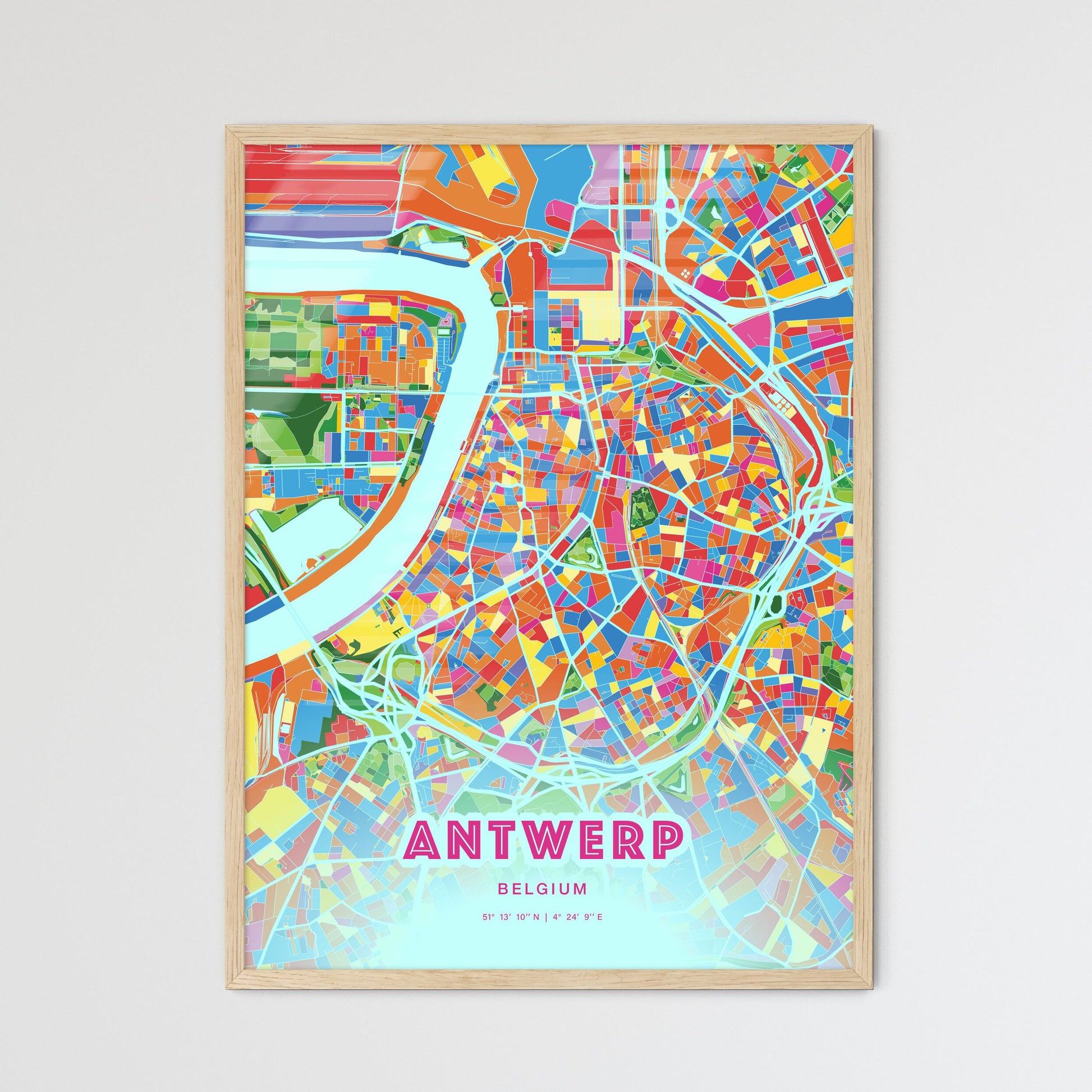 Colorful Antwerp Belgium Fine Art Map Crazy Colors