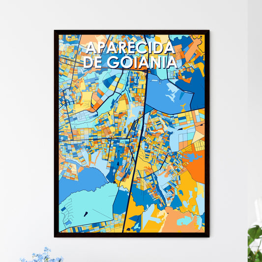 APARECIDA DE GOIANIA BRAZIL Vibrant Colorful Art Map Poster Blue Orange