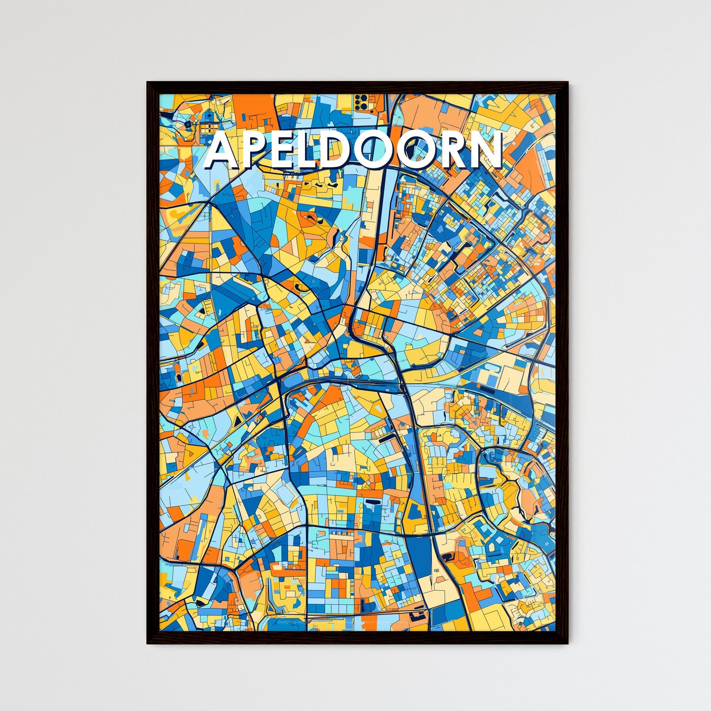 APELDOORN NETHERLANDS Vibrant Colorful Art Map Poster Blue Orange