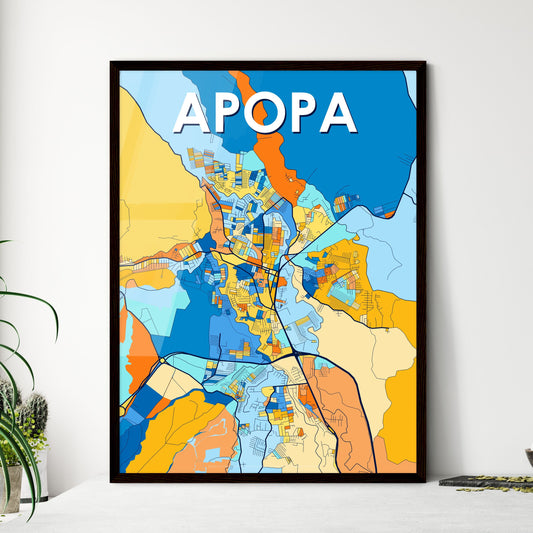 APOPA EL SALVADOR Vibrant Colorful Art Map Poster Blue Orange