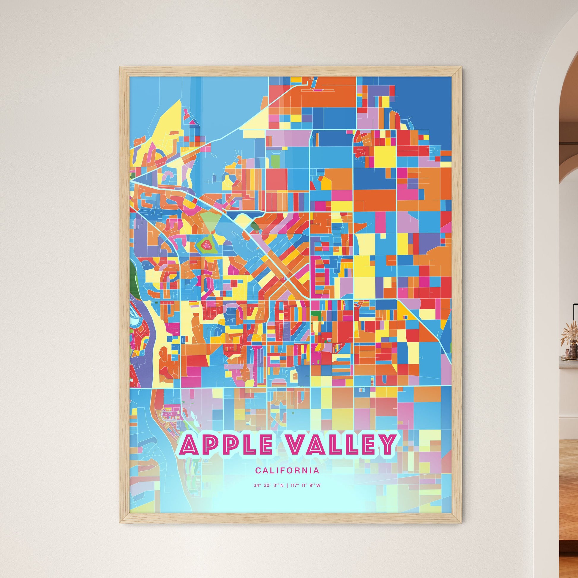 Colorful Apple Valley California Fine Art Map Crazy Colors