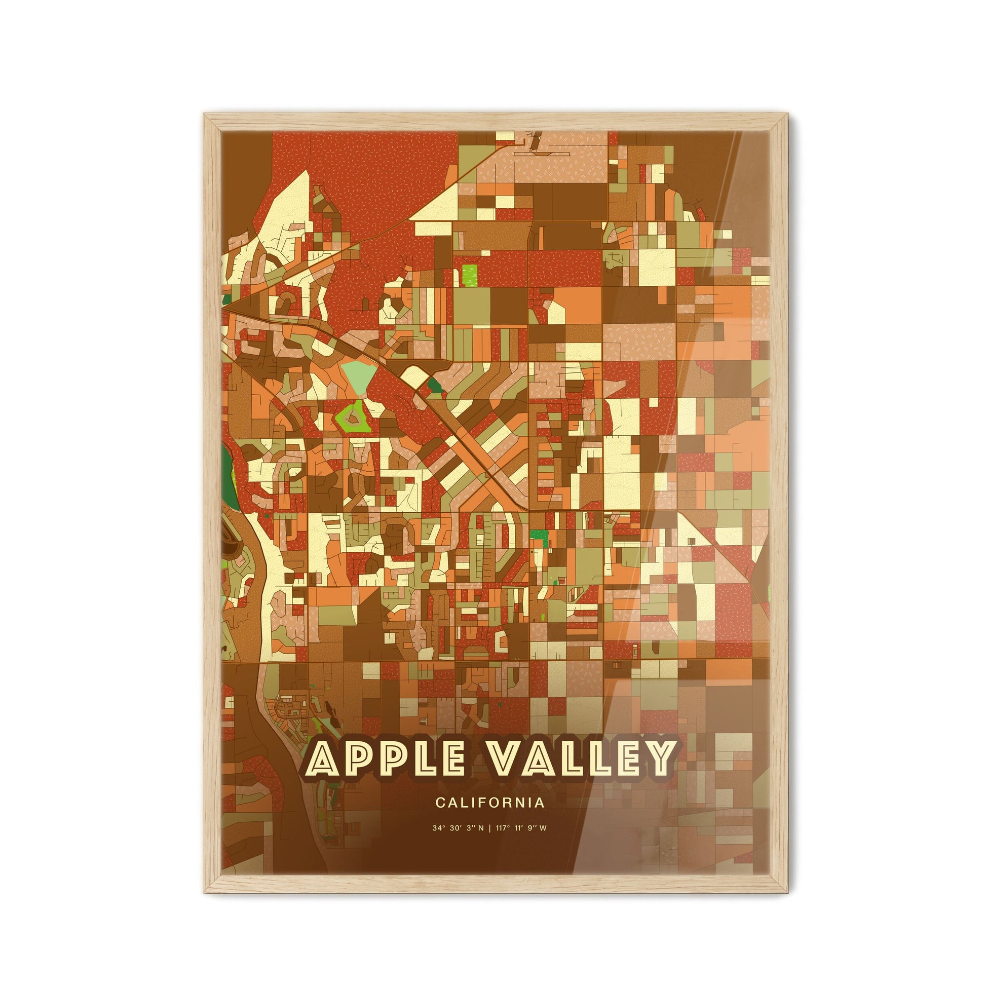 Colorful Apple Valley California Fine Art Map Farmhouse