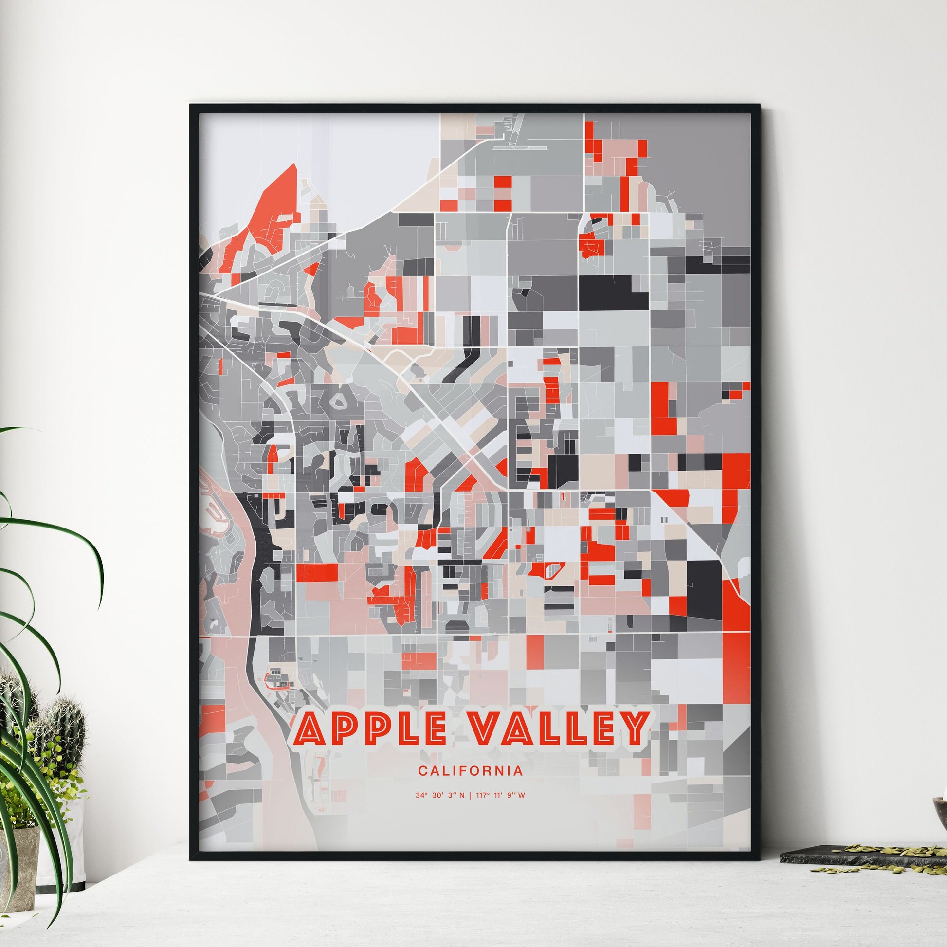 Colorful Apple Valley California Fine Art Map Modern Expressive
