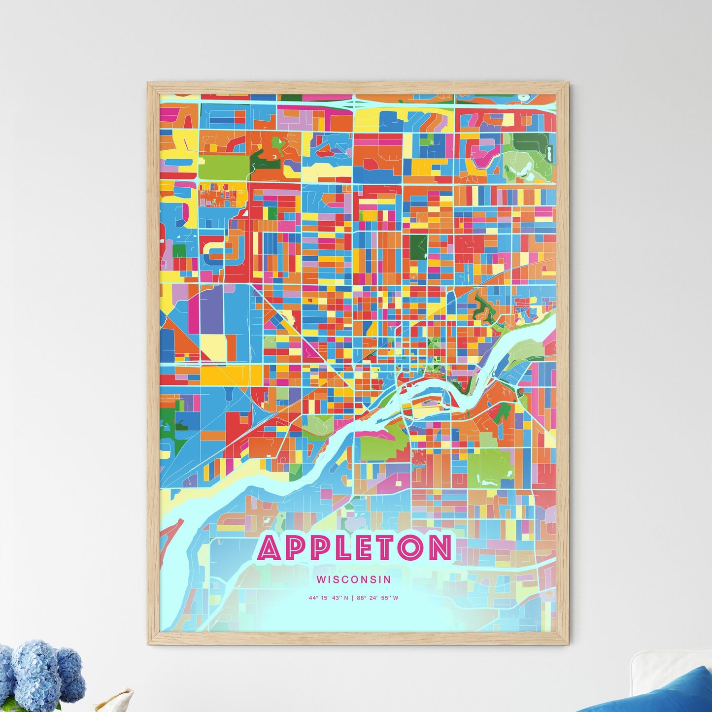 Colorful Appleton Wisconsin Fine Art Map Crazy Colors