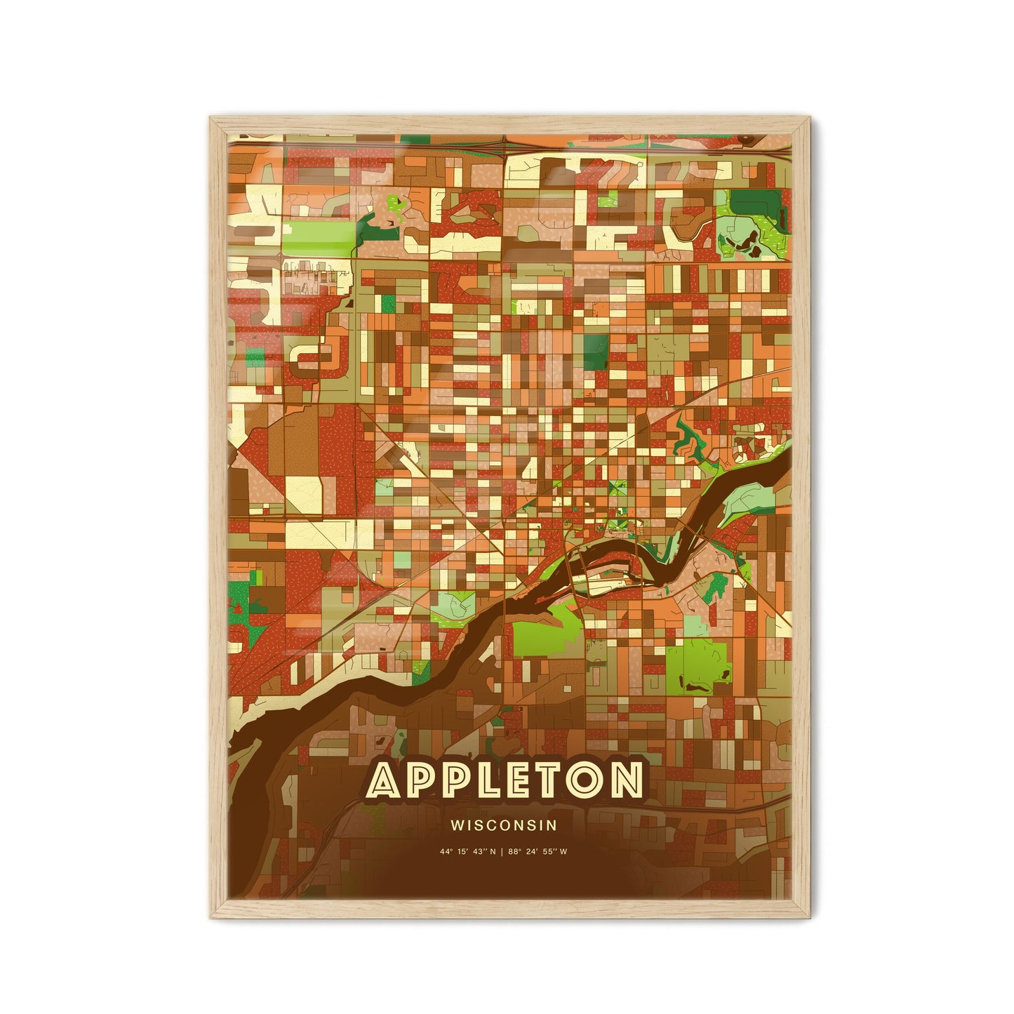 Colorful Appleton Wisconsin Fine Art Map Farmhouse