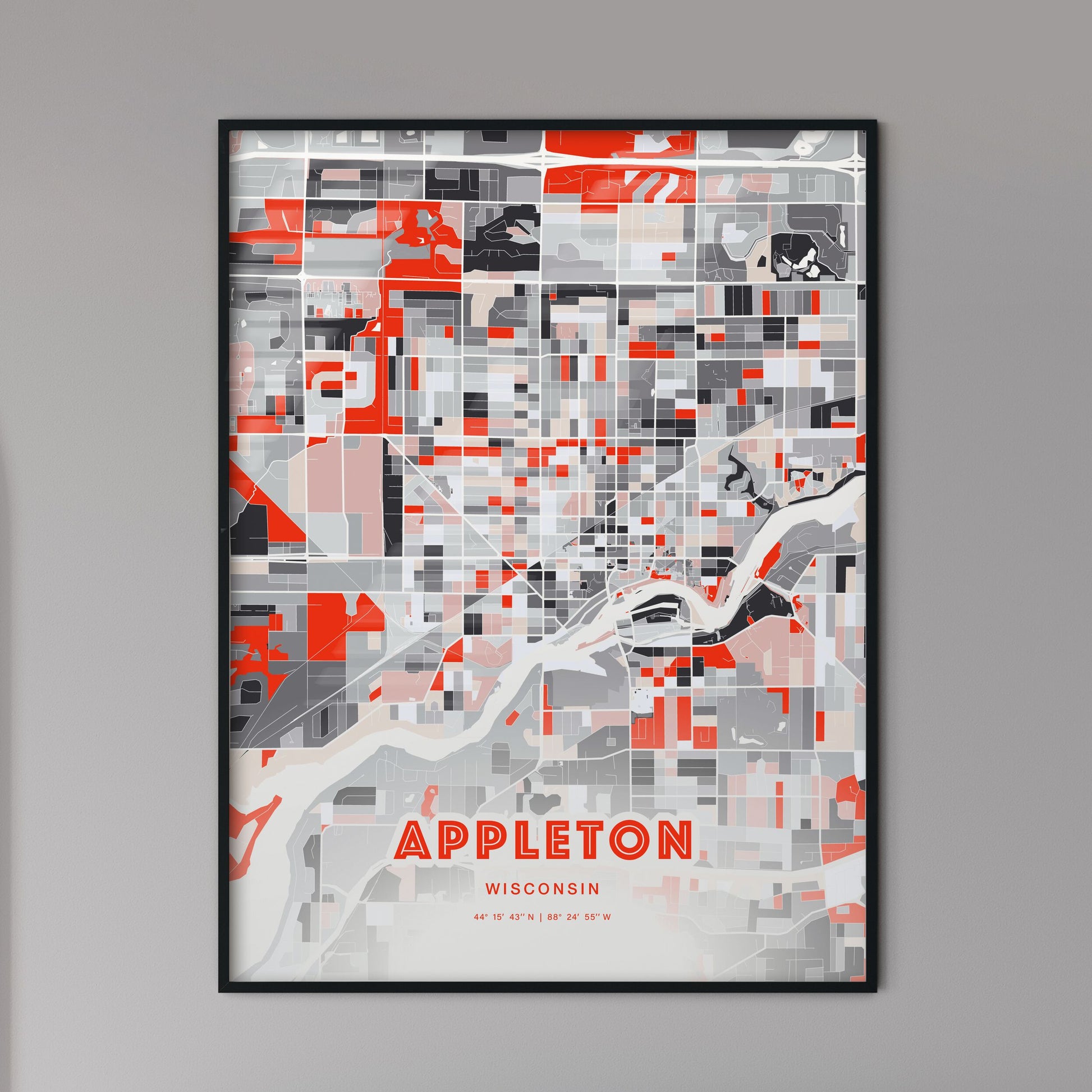 Colorful Appleton Wisconsin Fine Art Map Modern Expressive