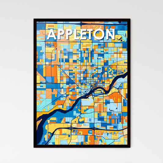 APPLETON WISCONSIN Vibrant Colorful Art Map Poster Blue Orange