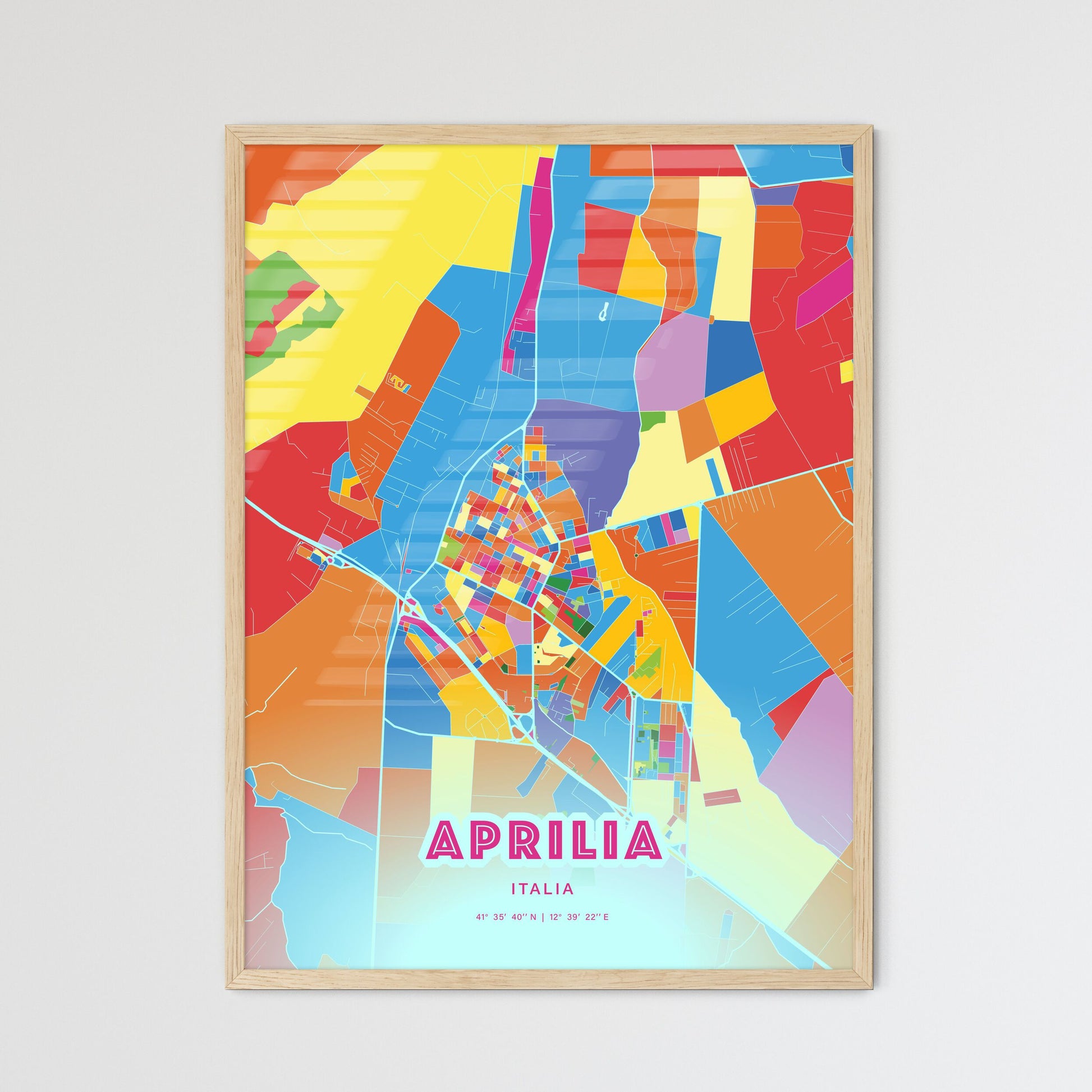 Colorful Aprilia Italy Fine Art Map Crazy Colors