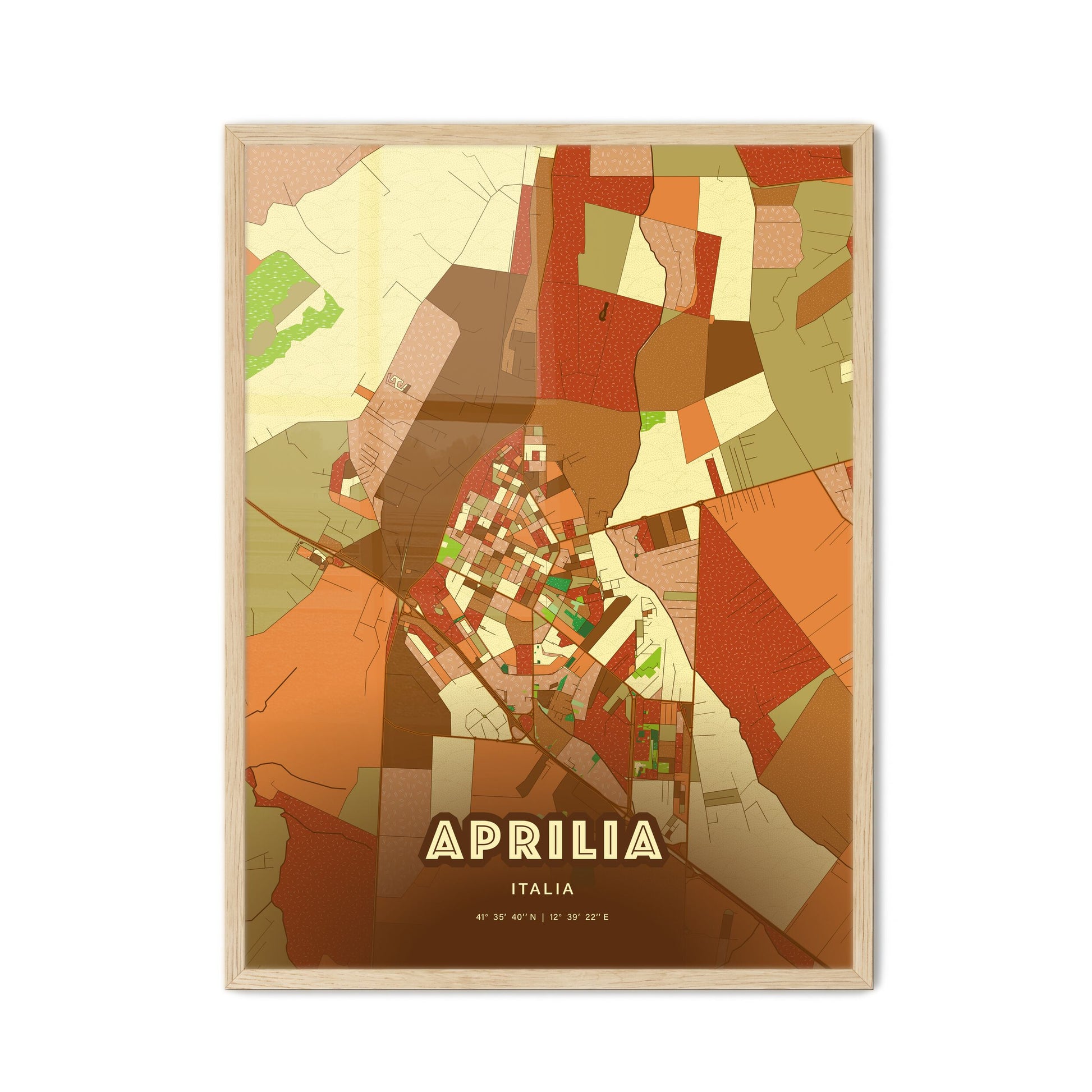 Colorful Aprilia Italy Fine Art Map Farmhouse