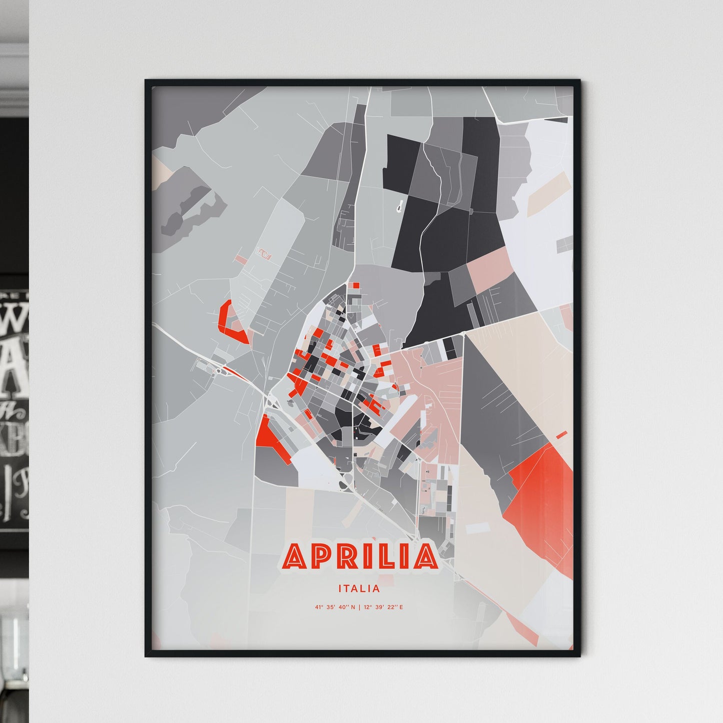 Colorful Aprilia Italy Fine Art Map Modern Expressive