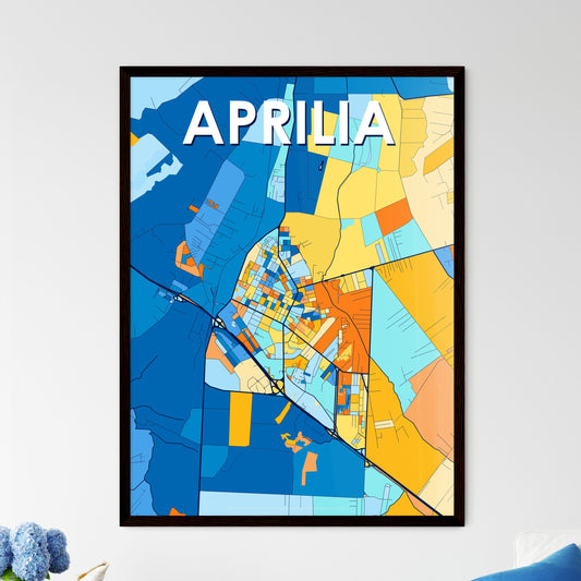 APRILIA ITALY Vibrant Colorful Art Map Poster Blue Orange