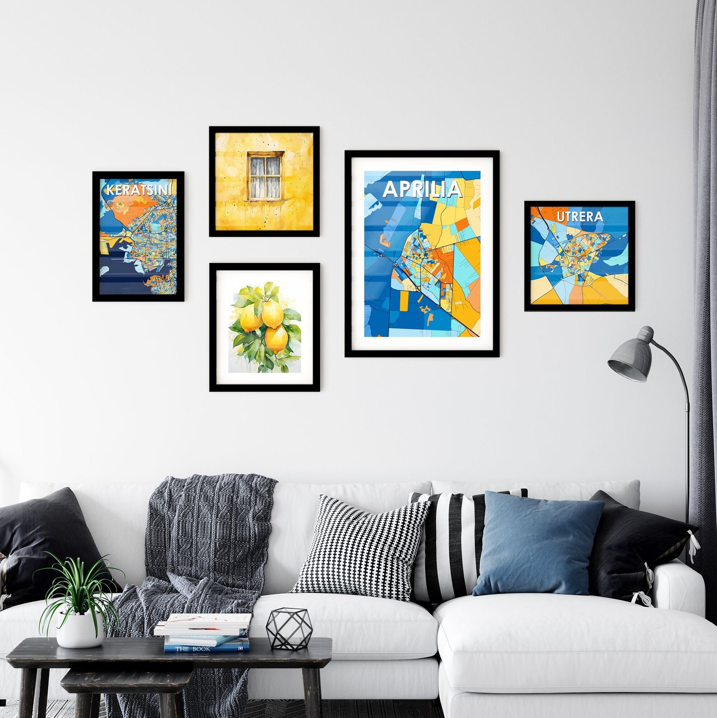 APRILIA ITALY Vibrant Colorful Art Map Poster Blue Orange