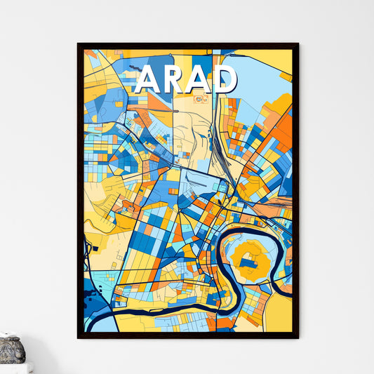 ARAD ROMANIA Vibrant Colorful Art Map Poster Blue Orange