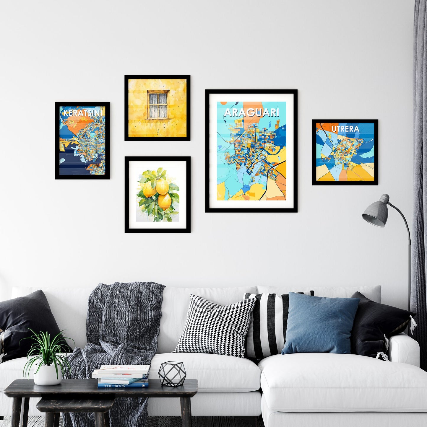 ARAGUARI BRAZIL Vibrant Colorful Art Map Poster Blue Orange