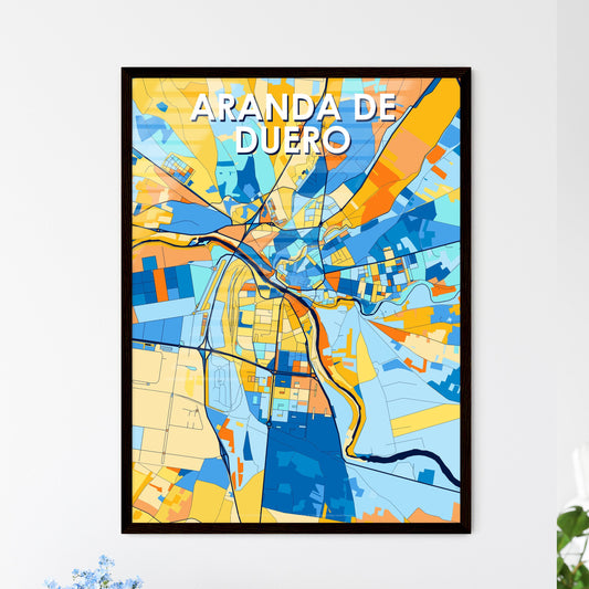 ARANDA DE DUERO SPAIN Vibrant Colorful Art Map Poster Blue Orange