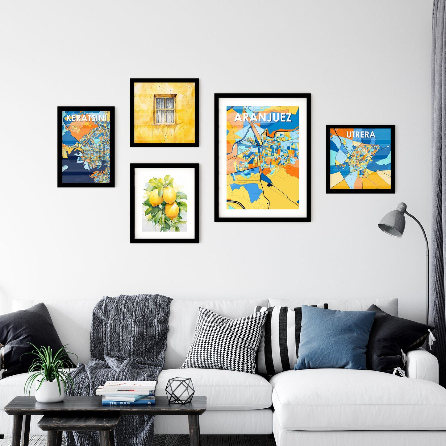 ARANJUEZ SPAIN Vibrant Colorful Art Map Poster Blue Orange