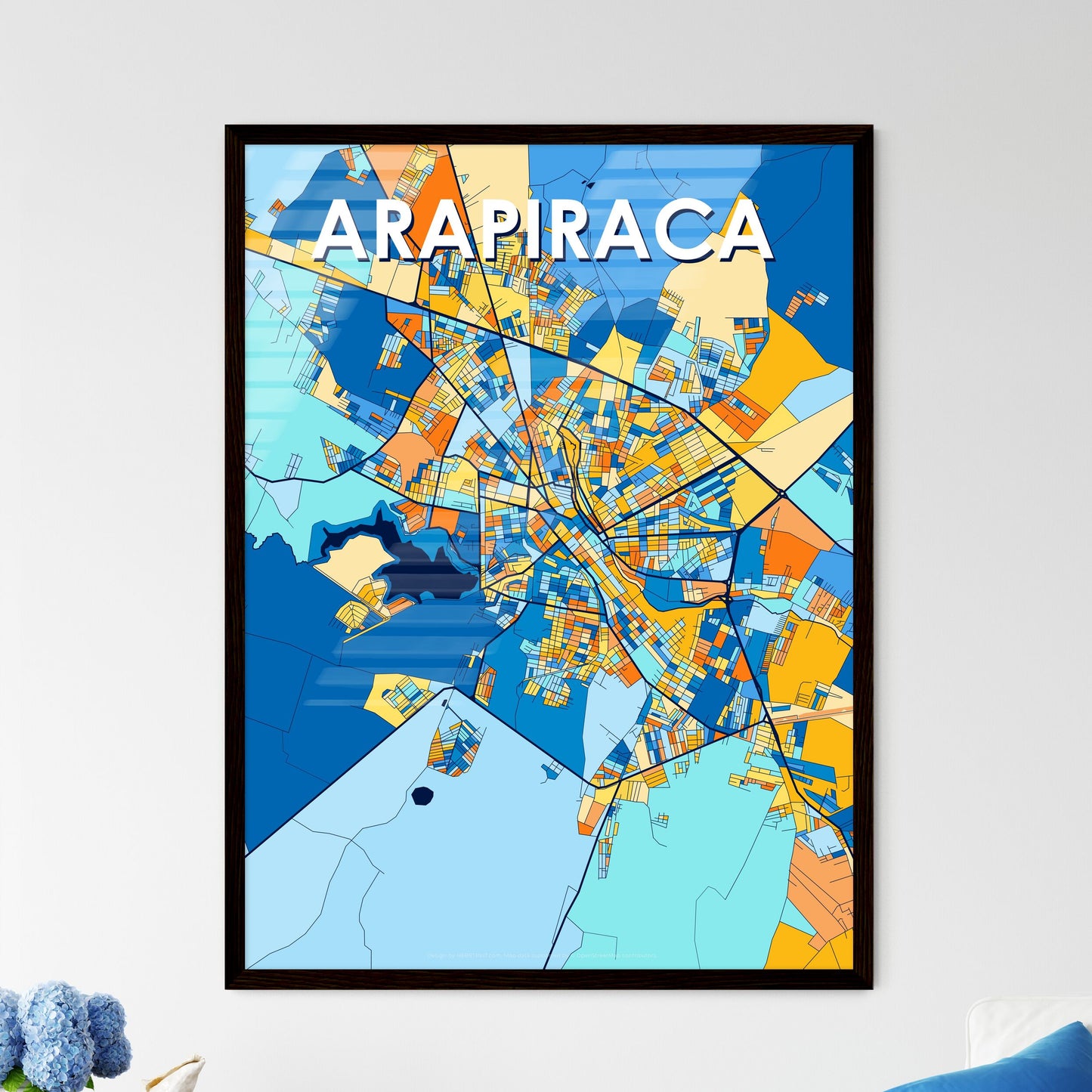 ARAPIRACA BRAZIL Vibrant Colorful Art Map Poster Blue Orange