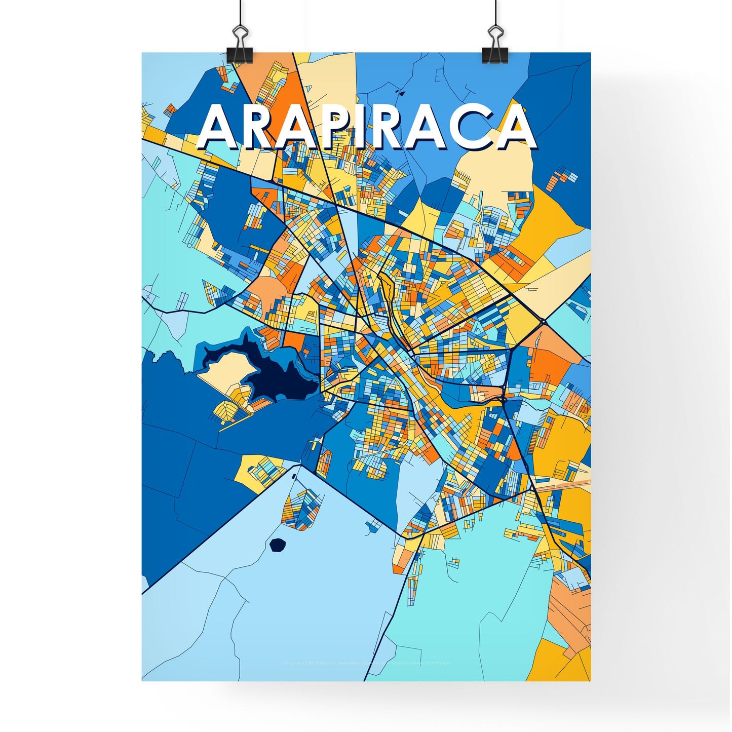 ARAPIRACA BRAZIL Vibrant Colorful Art Map Poster Blue Orange