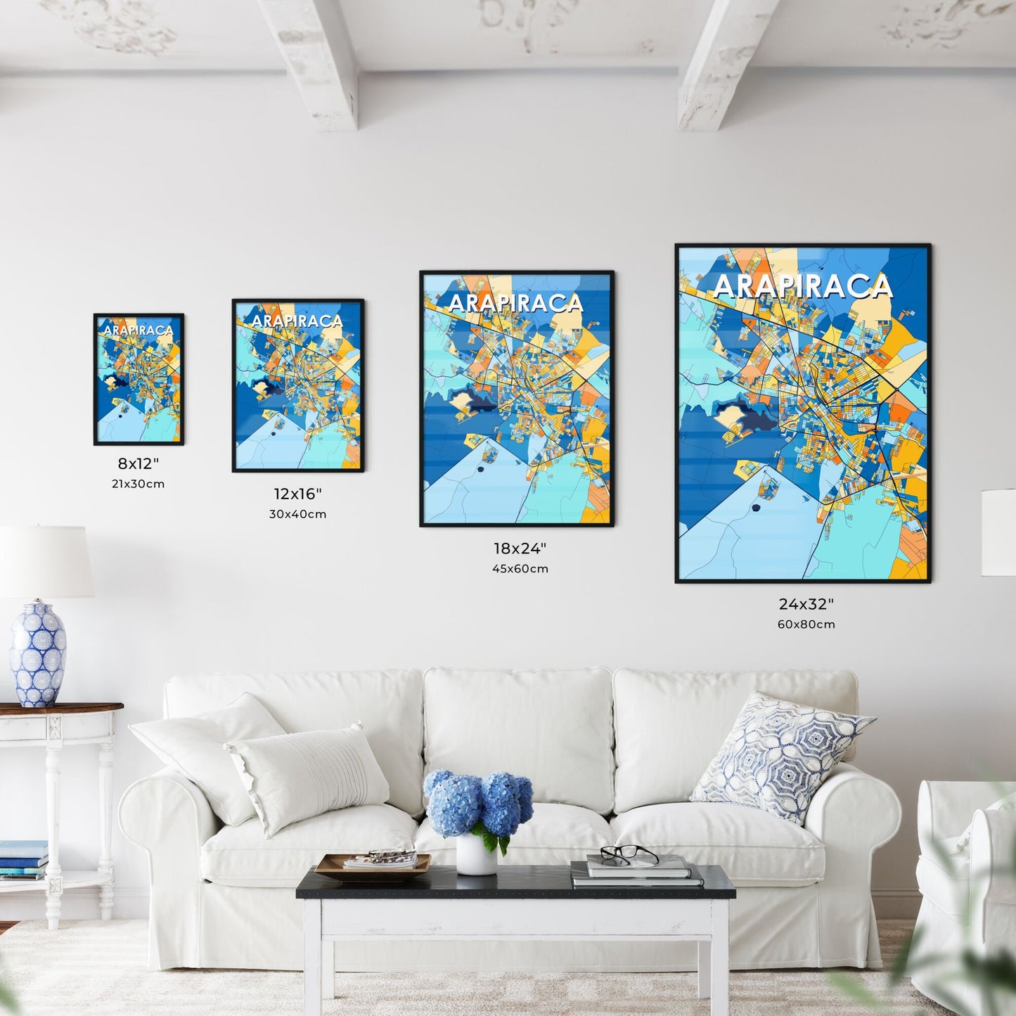 ARAPIRACA BRAZIL Vibrant Colorful Art Map Poster Blue Orange