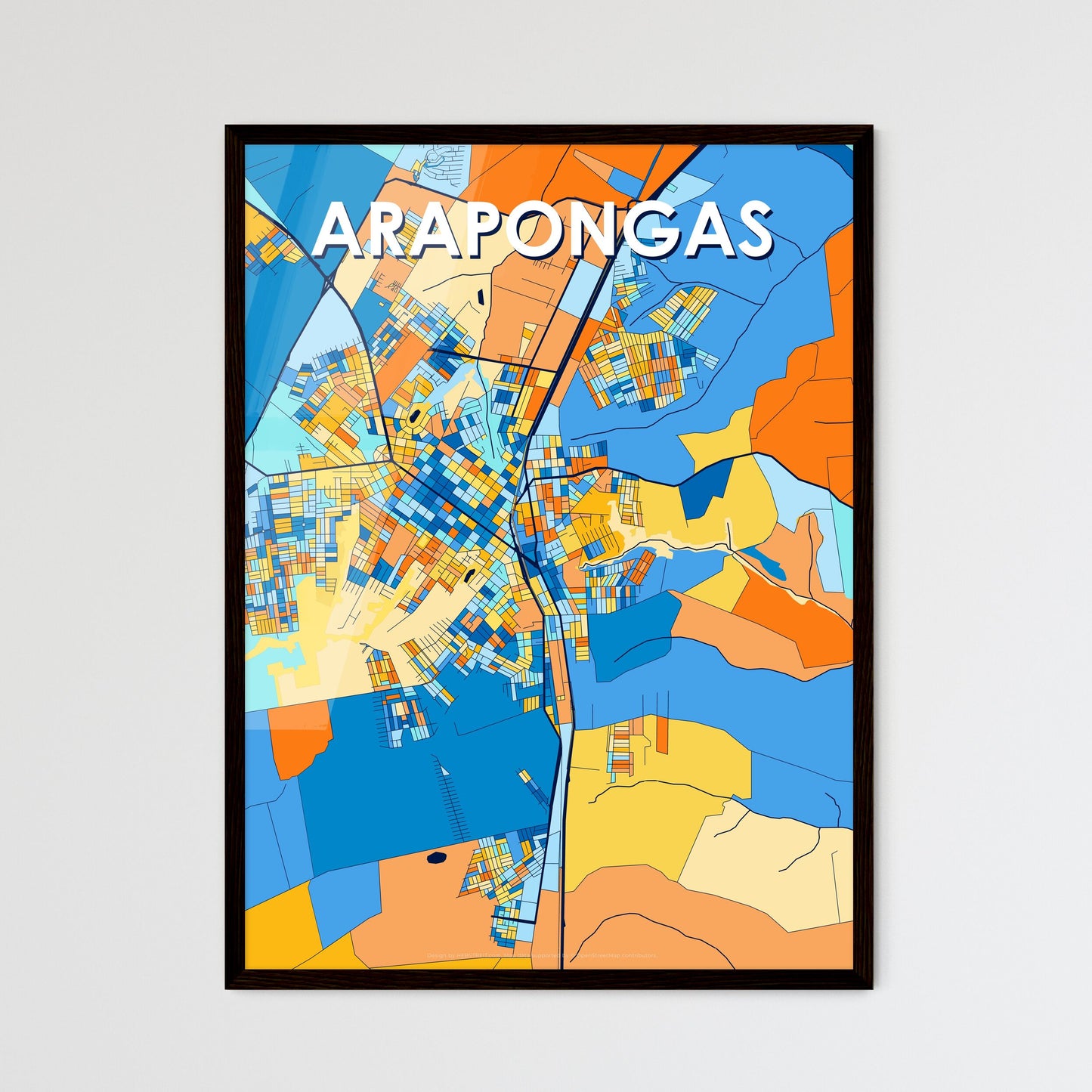 ARAPONGAS BRAZIL Vibrant Colorful Art Map Poster Blue Orange