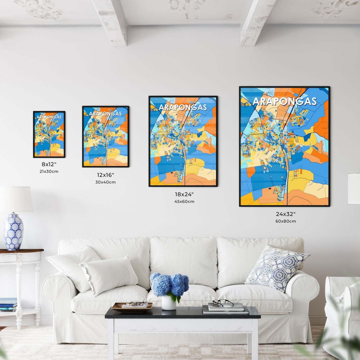 ARAPONGAS BRAZIL Vibrant Colorful Art Map Poster Blue Orange