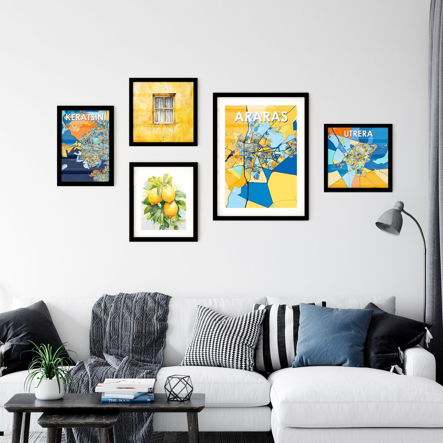 ARARAS BRAZIL Vibrant Colorful Art Map Poster Blue Orange