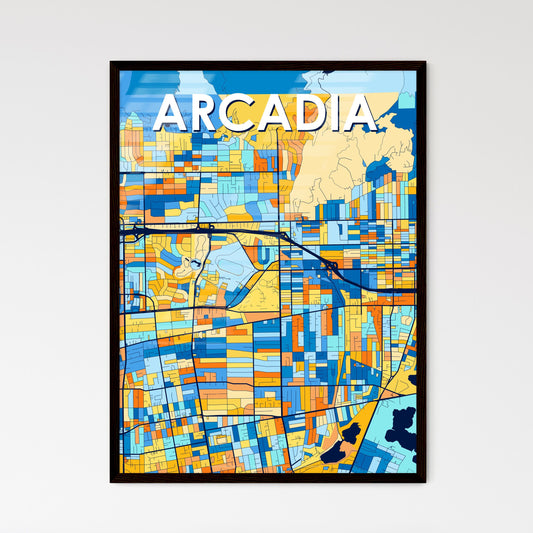 ARCADIA CALIFORNIA Vibrant Colorful Art Map Poster Blue Orange