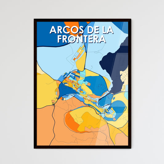 ARCOS DE LA FRONTERA SPAIN Vibrant Colorful Art Map Poster Blue Orange