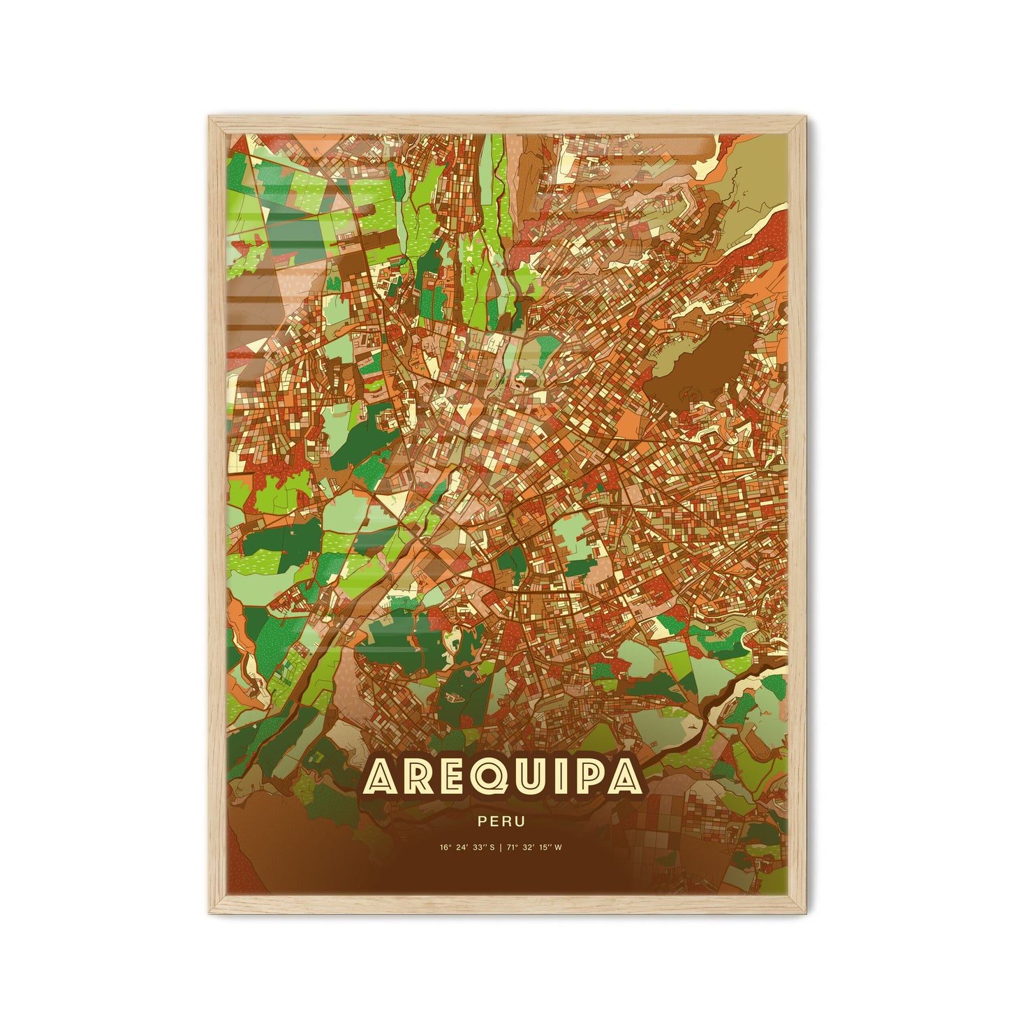 Colorful Arequipa Peru Fine Art Map Farmhouse