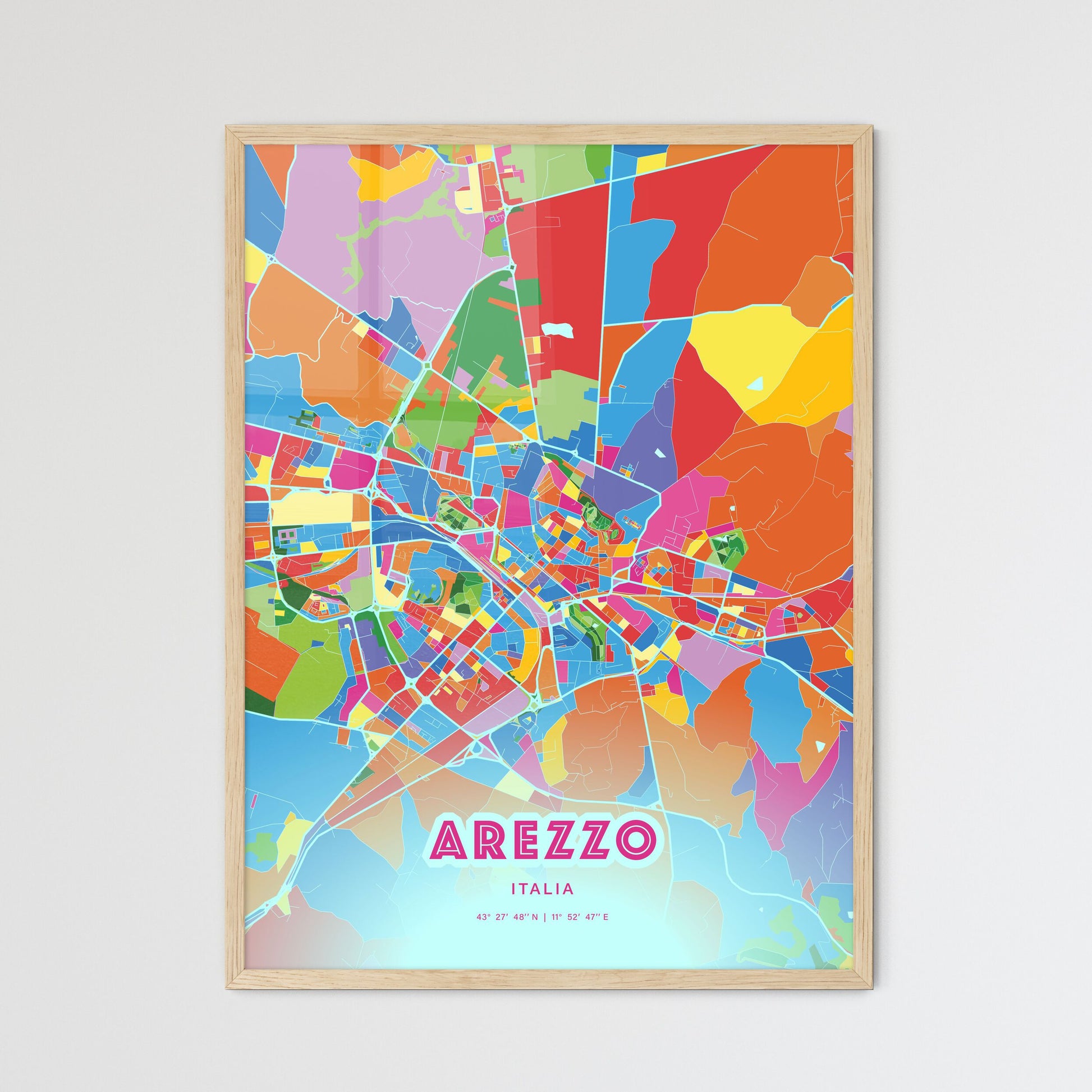 Colorful Arezzo Italy Fine Art Map Crazy Colors