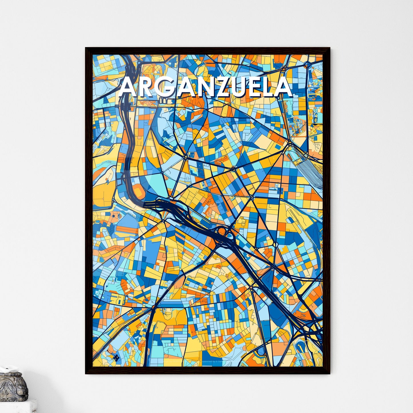 ARGANZUELA SPAIN Vibrant Colorful Art Map Poster Blue Orange