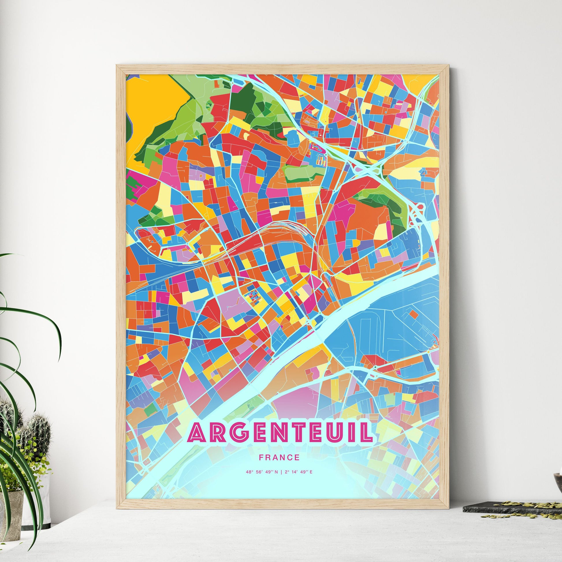 Colorful Argenteuil France Fine Art Map Crazy Colors