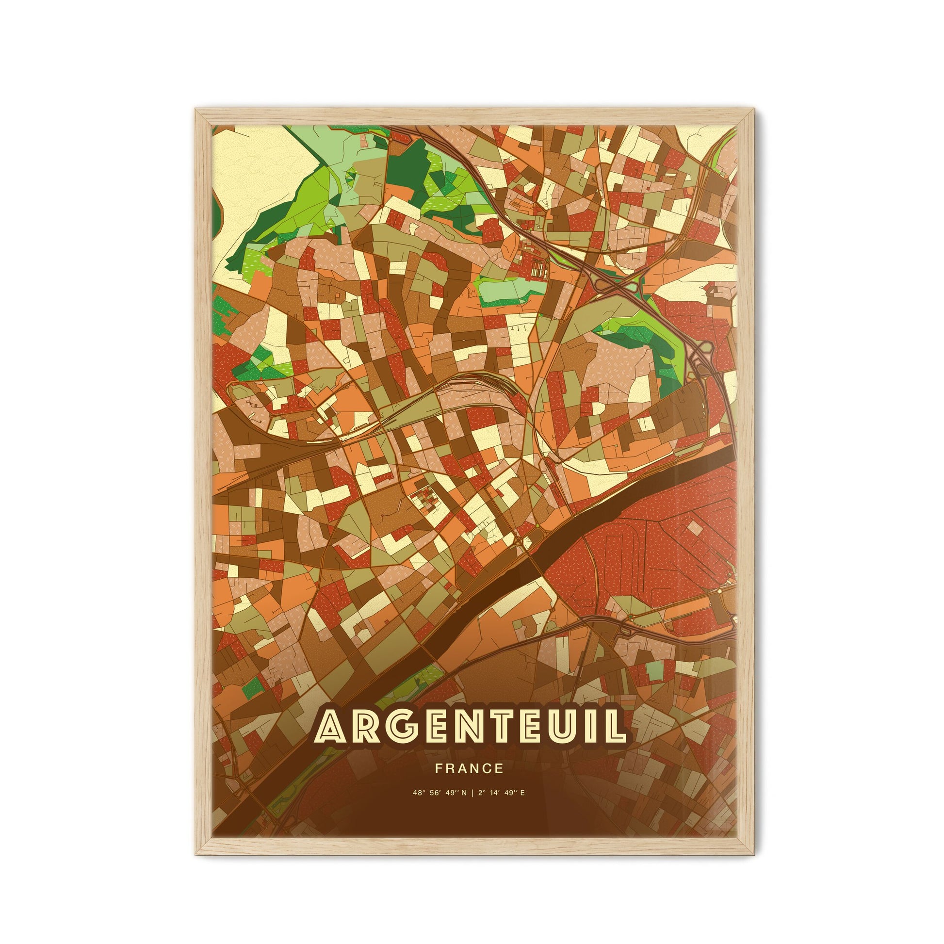 Colorful Argenteuil France Fine Art Map Farmhouse