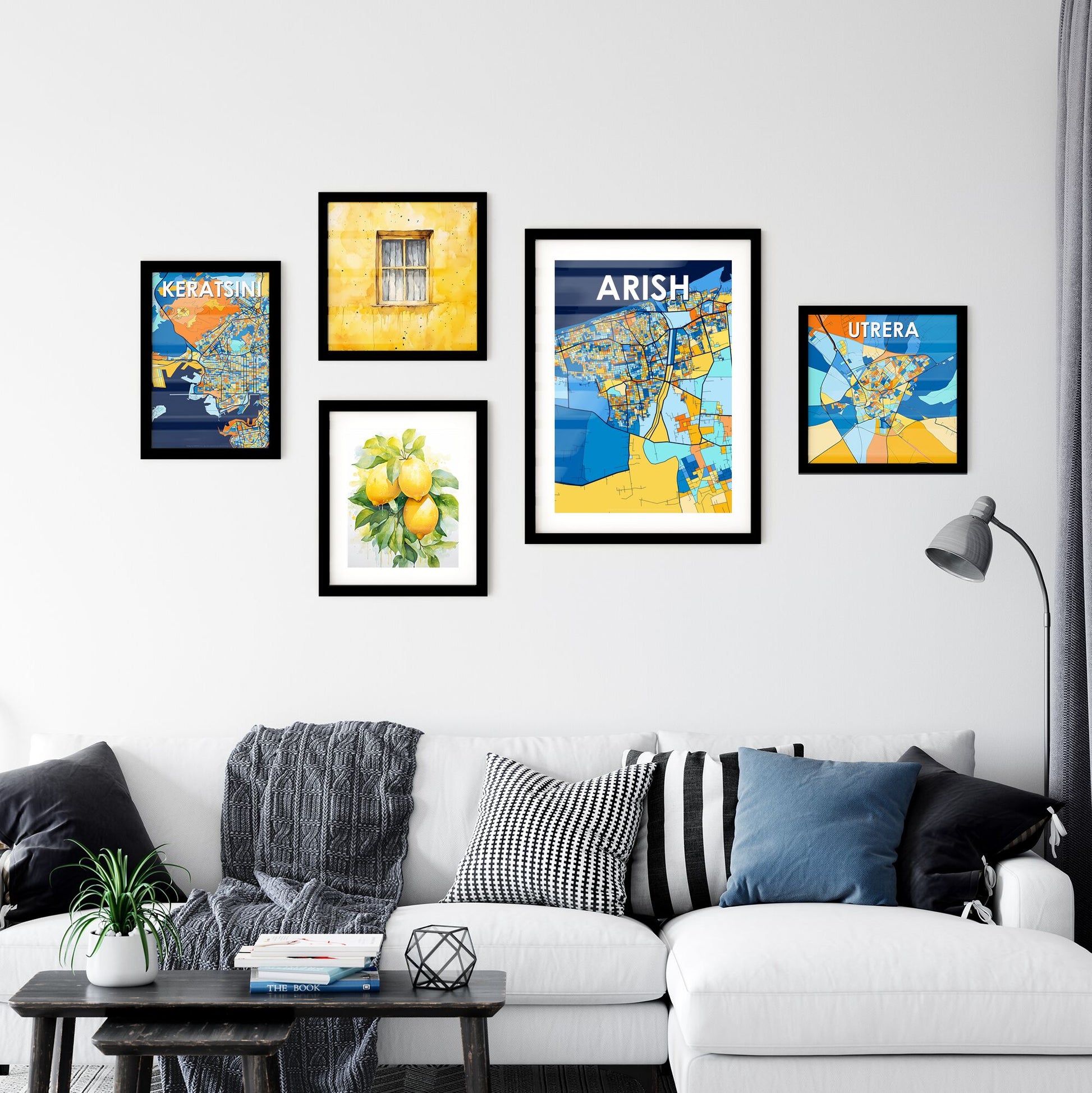 ARISH EGYPT Vibrant Colorful Art Map Poster Blue Orange