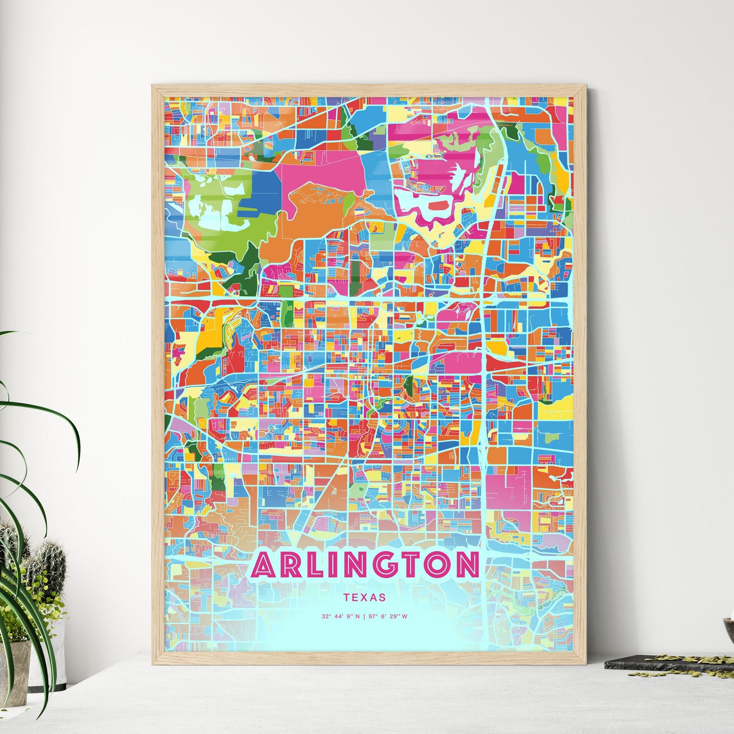 Colorful Arlington Texas Fine Art Map Crazy Colors