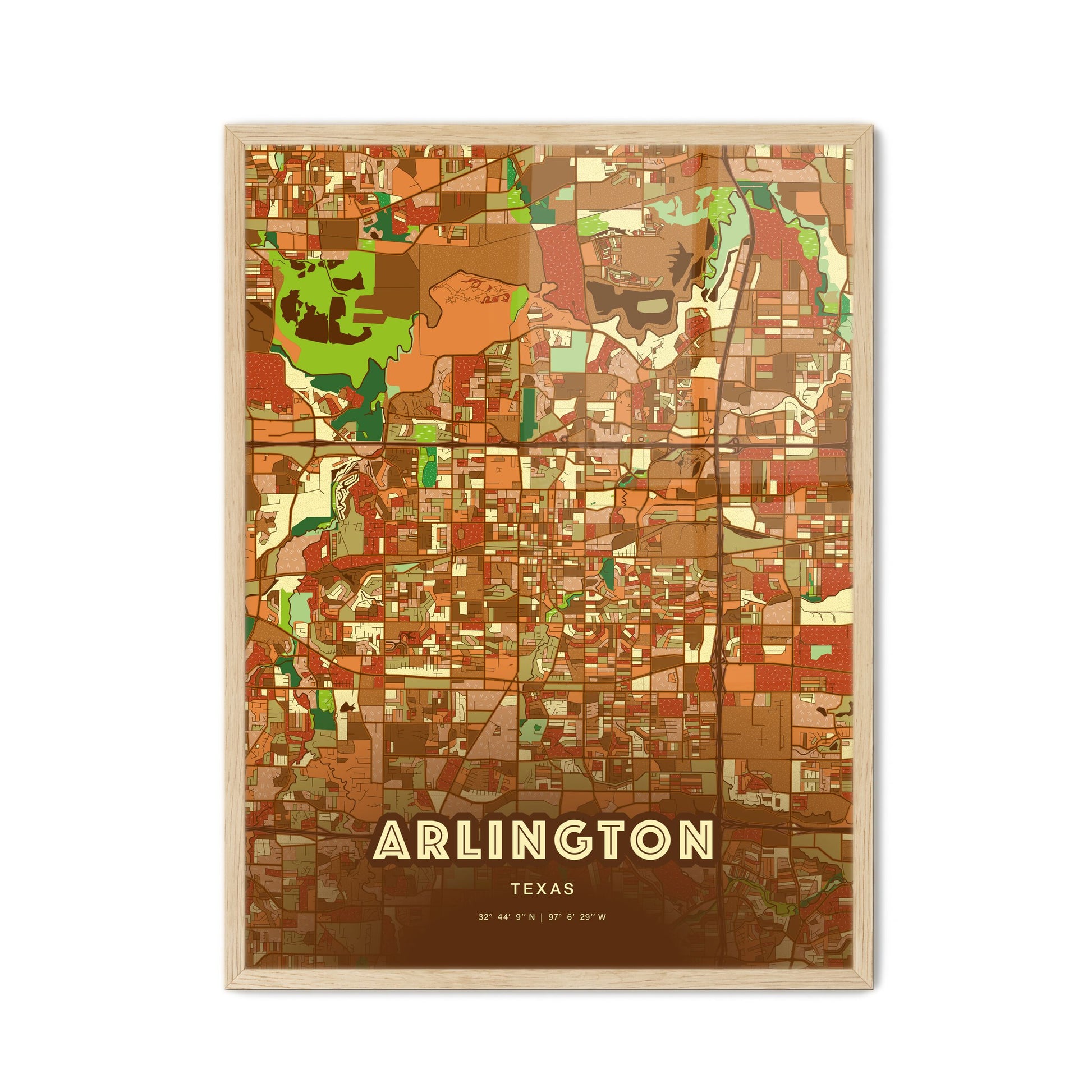 Colorful Arlington Texas Fine Art Map Farmhouse